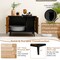 Black - Natural Industrial Style Cat Litter Box Cabinet with Cat Cutout Doors